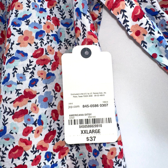 NWT St. John's Bay XXL Red White Blue FLORAL Off-the-Shoulder Top WOMENS XXL 2X - Picture 4 of 7